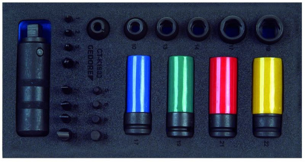 GEDORE insert en mousse vide, assortiment d'extracteurs de vis 1/2'', CT, 2322471