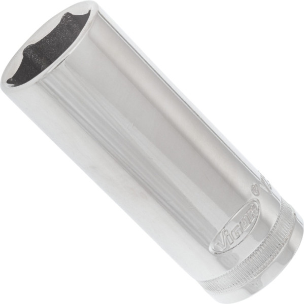 Insert de clé à douille VIGOR, long, carré creux 12,5 mm (1/2 pouce), profil à six pans extérieurs, 22 mm, V2591N