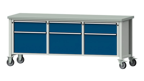 Établis ANKE Établi en caisson, modèle 223 V, 2000 x 700 x 840 mm, RAL 7035/5010, ZBP 40 mm, 306.168