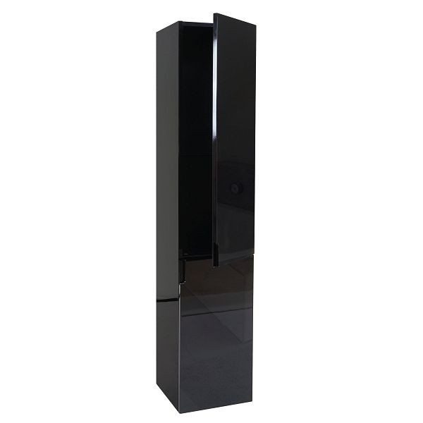 Armoire murale Mendler HWC-B19, meuble de salle de bain armoire haute midi, haute brillance 150x30cm, noir, 57622