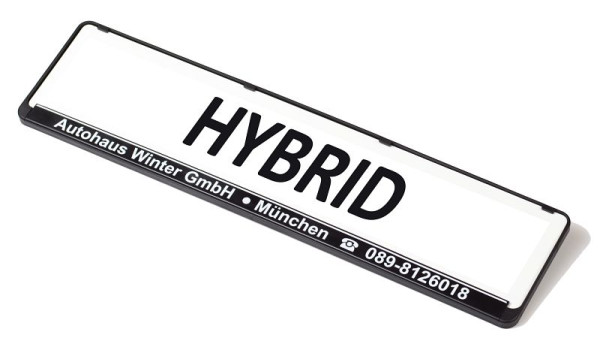 Panneau publicitaire Eichner pour amplificateur de plaque d'immatriculation, impression : "HYBRID", 9219-00348