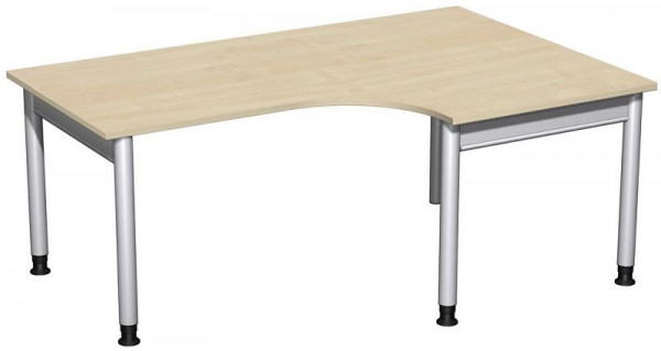 Bureau PC geramöbel droit, réglable en hauteur, 1800x1200x680-820, érable/argent, N-657309-AS