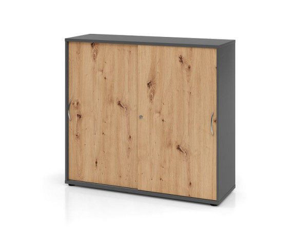 Hammerbacher armoire à portes coulissantes 3OH 120cm BM graphite/chêne noué, V1753S/G/R/BM