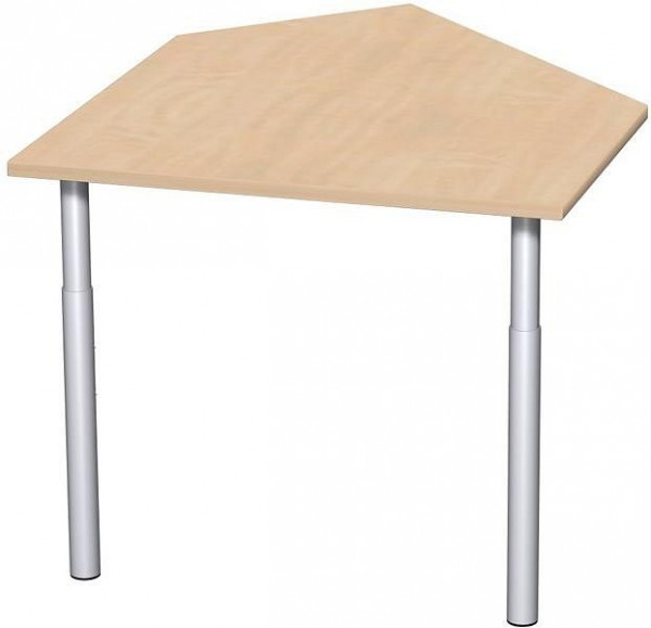 table d'extension de données geramöbel gauche avec pieds de support, matériel de liaison inclus, réglable en hauteur, 1060x1225x680-820, hêtre/argent, N-657005-BS