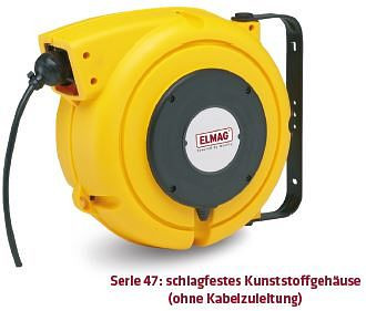 Enrouleur de câble automatique ELMAG ZECA 'DATAFLUX', 470505C, 12+1 mètres, 5x0,5 C mm², IP 42 (sans câble d'alimentation, fiche et raccord), 44286