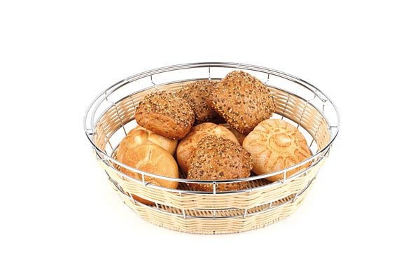 APS panier buffet -ROUND-, Ø 40 cm, hauteur: 12,5 cm, polypropylène, beige clair, avec structure en fil de fer, 40149