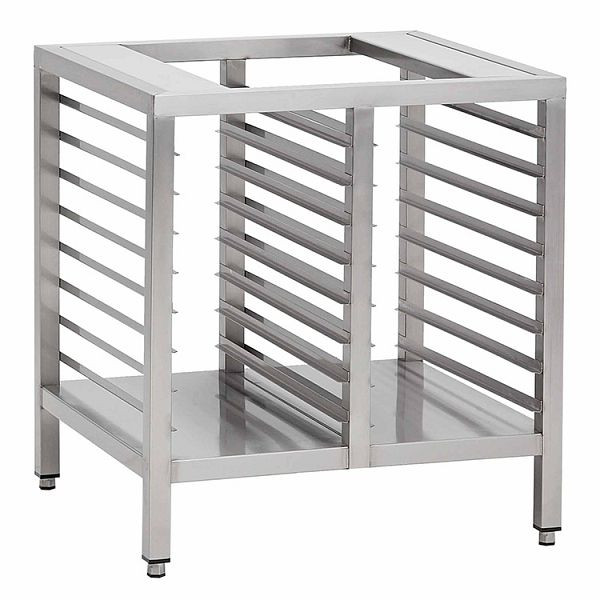 Socle pour fours Gastro-Inox en acier inoxydable AISI 430, 800 mm, salle Gastronorm, avec étagère de base, sous espace pour 16x Gastronorm 1/1, 310.110