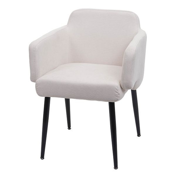 Chaise de salle à manger Mendler HWC-L13, chaise rembourrée chaise de cuisine chaise avec accoudoirs, tissu / textile métal, blanc crème, 98075