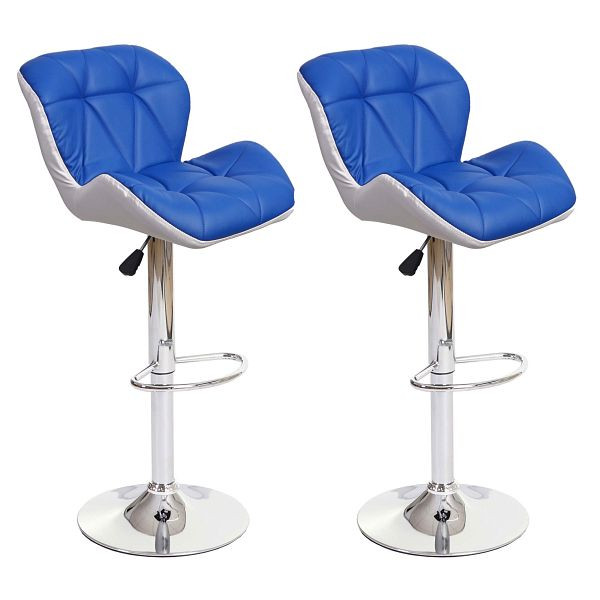 Mendler set de 2 tabourets de bar HWC-A92, tabouret de bar tabouret de bar, similicuir réglable en hauteur, bleu, 74254