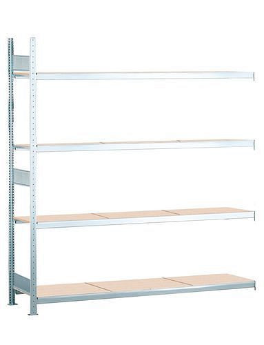 Étagère Schulte à grande portée avec panneaux de particules, champ supplémentaire, 4 niveaux de rangement, largeur des compartiments 2500 mm, 2506 x 836 x 2500 mm, 278977