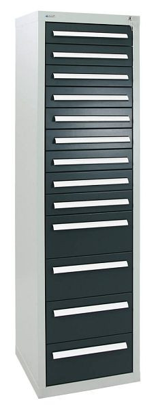 armoire à tiroirs émoussés série T-100/35-5, RAL 7035/7016, 13 tiroirs (9x100, 4x200mm), 8155871