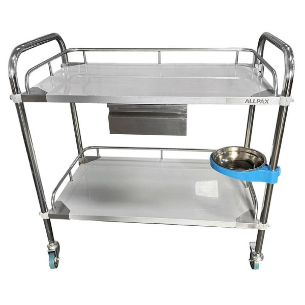 Chariot de laboratoire ALLPAX avec 2 étagères et tiroir 80 x 48 x 86 cm, 10022449