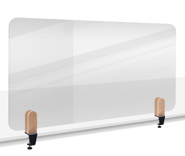 Cloison de table transparente Legamaster ELEMENTS 60x120cm acrylique avec 2 pinces de table, 7-209711