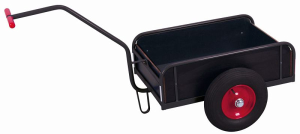 Chariot à bras VARIOfit avec paroi latérale, dimensions extérieures : 1 600 x 810 x 860 mm (LxPxH), jeu de roues : pneumatiques, zu-1281/AG
