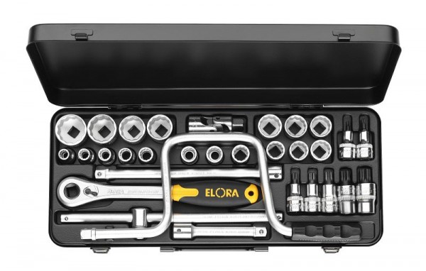 Jeu de clés à douille ELORA 1/2 ", 12 tranchants + XZN, 31 pièces 10-32 mm, 770-LXZNK, 0770550502900