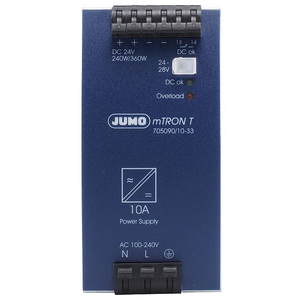 Bloc d'alimentation JUMO pour montage sur rail DIN, sortie 10A DC 24V, 00569516