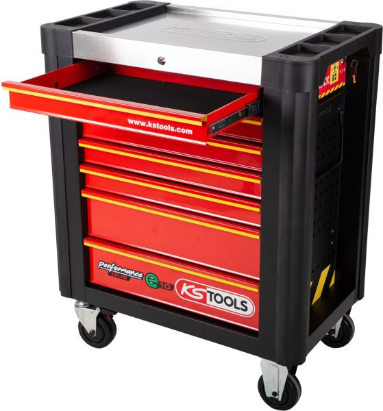 KS Tools PERFORMANCEplus e10 Chariot d'atelier NOIR/ROUGE avec 7 tiroirs, 873.0007
