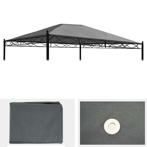 Couverture de rechange Mendler pour pergola de toit pavillon Cadix 4x3m, gris, 65468