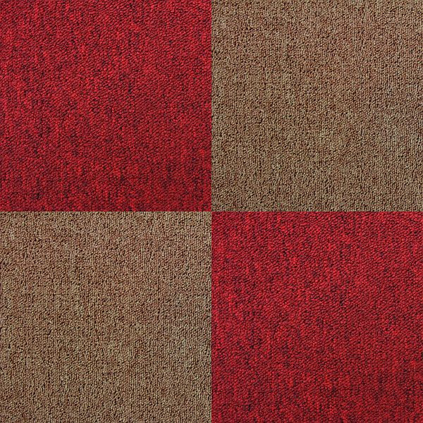 Dalles de moquette Monster 50 x 50 cm sable & rouge fièvre 10 m², 26788
