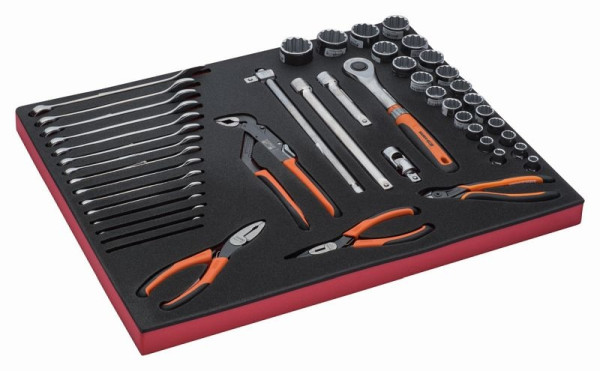 Insert Bahco 3/3, douilles 1/2", accessoires + clés mixtes, 47 pièces, FF1A5019