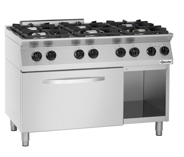 Cuisinière à gaz Bartscher MFG7360, 6 flammes, four électrique, 1582201