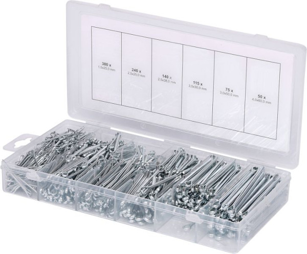 Gamme de goupilles fendues KS Tools, 1000 pièces, 970.0330