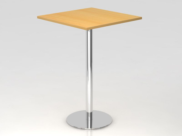 Table de bar Hammerbacher 80x80cm hêtre/chrome, structure chromée, VSTH88/6/C