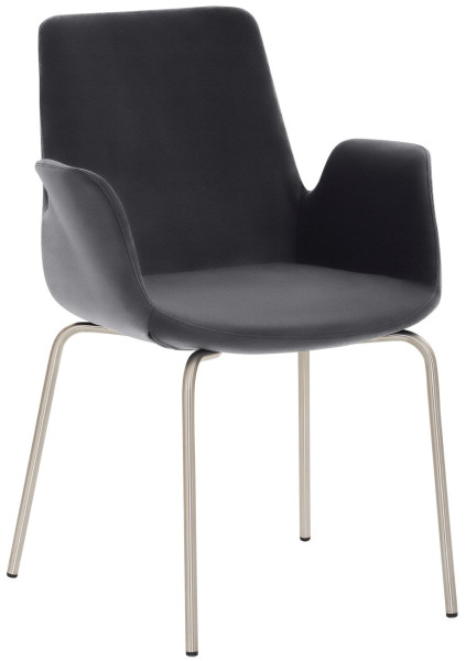 Fauteuil Mayer Sitzmöbel , structure 4 pieds, aspect acier inoxydable chromé brossé, anthracite, 2009_V4_30487