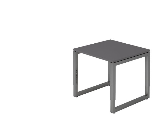 Bureau Hammerbacher O-foot carré 80x80cm graphite/graphite, forme rectangulaire avec plateau flottant, VRS08/G/G