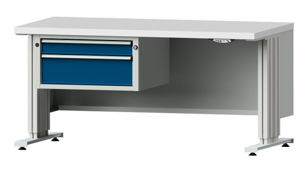 Établis ANKE table de travail LIFT avec sous-structure, modèle 501 VL, 1500 x 800 x 740-1140 mm, RAL 7035/5010, KSP 40 mm, 405.211