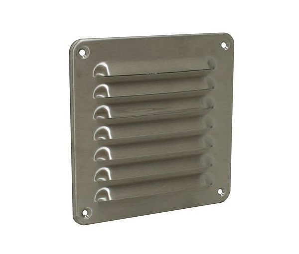 Grille de ventilation Marley 155x155mm avec raccord de tuyau (acier inoxydable), 058894