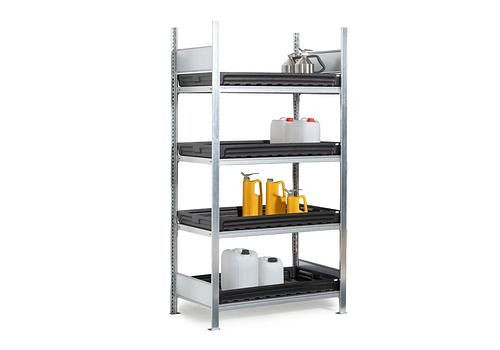 Rayonnage pour matières dangereuses DENIOS GKW 1060 pro, 4 plateaux en PE, 1060 x 637 x 2000 mm, champ de base, 273-925
