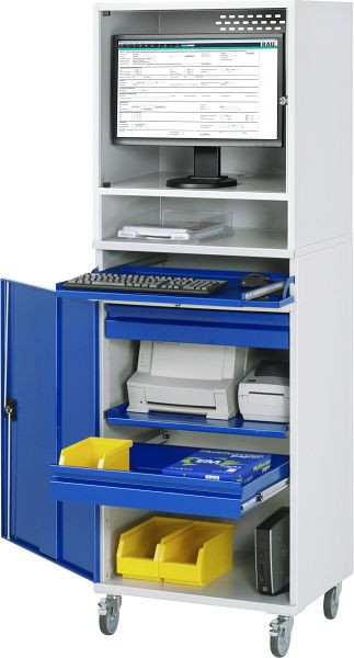 Armoire informatique RAU - modèle 66, L650 x P520 x H1895 mm, boîtier moniteur L650 x P520 x H710 mm, 07-650-M66-MG5F.11