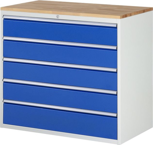 Armoire à tiroirs RAU série 7000, L1145 x P650 x H1035 mm, plan de travail en hêtre massif, tiroirs : 4xH180, 1xH210 mm, 13-XXL7.5A-B.11
