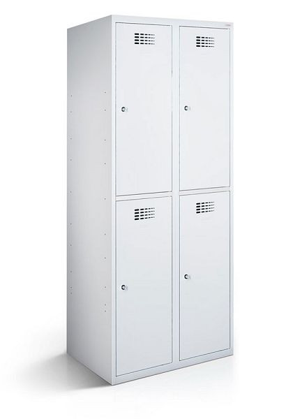 Armoire KEMMLIT avec 2 compartiments et 4 portes 30cm avec fond fermé, gris clair 7035, loquet rotatif, 100261