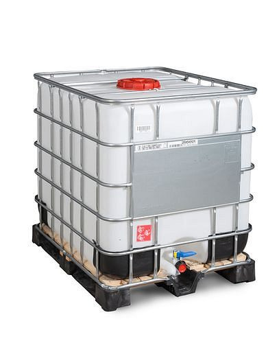 Conteneur marchandises dangereuses DENIOS Recobulk IBC, bois, 1000 l, ouverture NW225, sortie NW50, 266-192