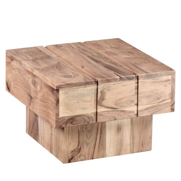 Wohnling table d'appoint SIRA en bois d'acacia massif 44 x 44 x 30 cm, cube de maison de campagne massif, WL1.756