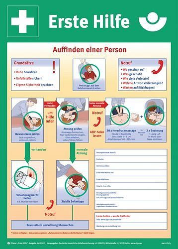 Notice de sécurité DENIOS "Instructions pour les premiers secours...", plastique, 400 x 560 mm, 207-873