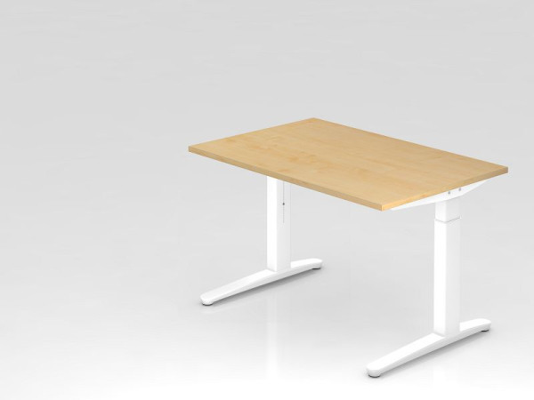 Bureau Hammerbacher base C 120x80cm érable/blanc, coulisses en aluminium blanc, VXB12/3/WW