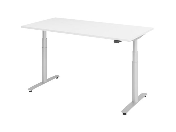 Hammerbacher bureau assis-debout électrique 160x80cm blanc/argent, VXDLR16/W/S