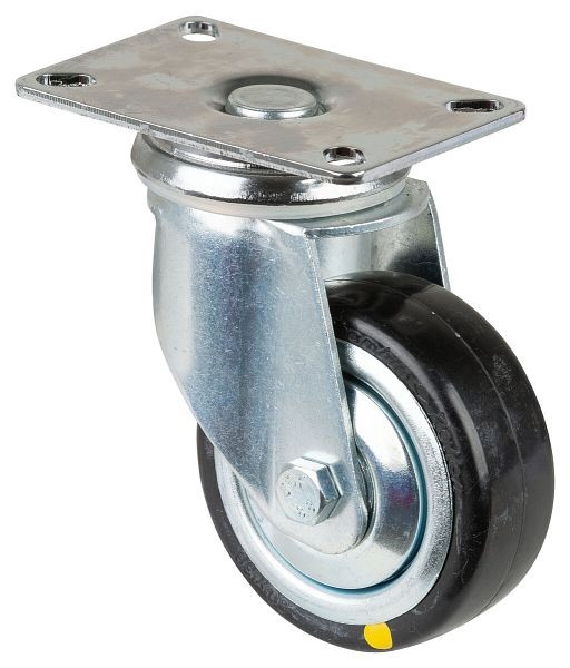 Roulettes BS Roulette pour appareils lourds, largeur 30 mm, Ø80 mm, jusqu'à 80 kg, caoutchouc gris, conducteur d'électricité, roulement à billes, plaque, lot de 2, C100.A89.080