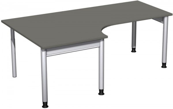 Bureau PC geramöbel gauche, réglable en hauteur, 2000x1200x680-820, graphite/argent, N-657322-GS