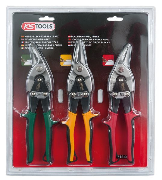 KS Tools jeu de cisailles à tôle à levier, 3 pièces, 118.0050