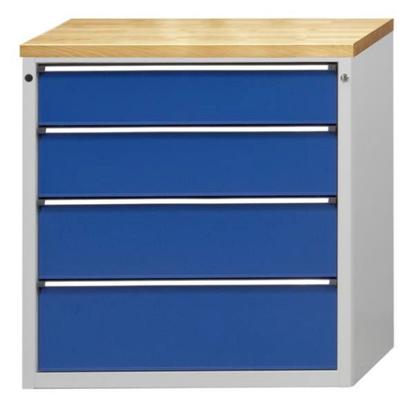 Armoire à tiroirs ANKE; 910 x 675 x 980 mm; RAL 7035/5010; Baignoire avec tapis antidérapant; 4 tiroirs 180, 210, 240, 270 mm, 610.204