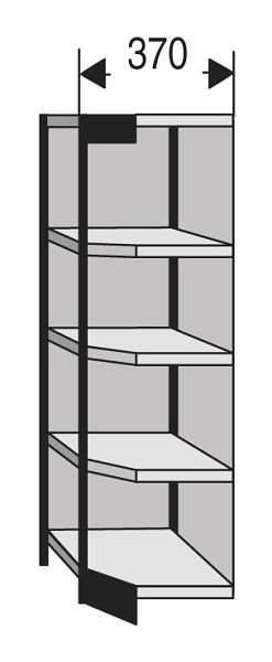 Kerkmann étagère de bureau Progress 2000, P 400 x H 1900 mm, noir/gris clair, 50228215