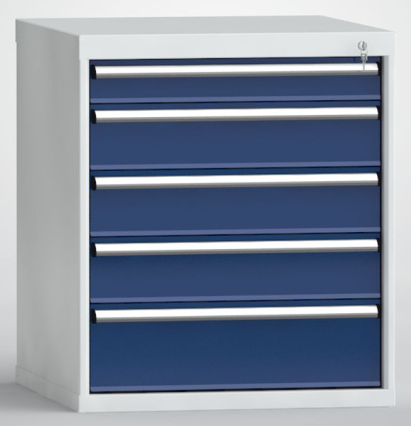 Armoire à tiroirs KLW H : 850 mm L : 725 mm P : 750 mm, dimensions d'installation : 750 mm Division : 36x36 unités, avec 5 tiroirs, SGB0850-05NP-007
