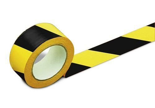 Ruban de marquage au sol DENIOS, largeur 50 mm, jaune / noir, UE : 2 rouleaux, 157-694