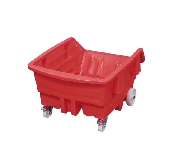 Camion benne DENIOS en polyéthylène (PE), avec roues, rouge