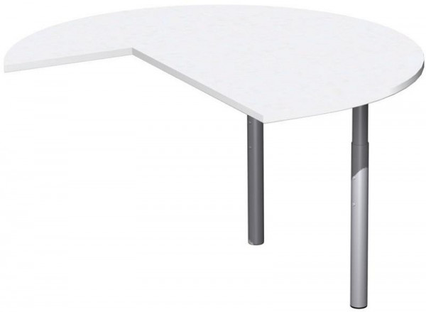 geramöbel Table complémentaire, trois quarts de cercle, droite, avec pieds de support, matériel de liaison inclus, réglable en hauteur, 1200x1200x680-820, blanc/argent, N-657012-WS