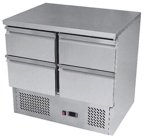 Table réfrigérante gel-o-mat au design saladette, modèle ESL3820GR avec 4 tiroirs, 560KT.2GL
